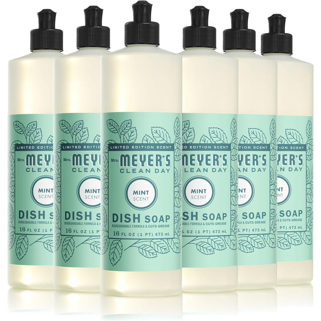 Mrs. Meyer's Clean Day Liquid Dish Soap, Mint, 16 oz - Pack of 6