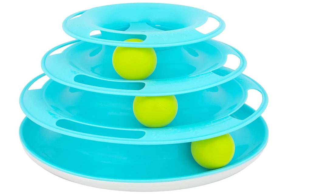 Our Pets Wobble Triple Chase Ball Track Interactive Cat Toy for Indoor Cats with Catnip (Cat Toys; Kitten Toys for Hunting and Chasing w/Rattling; Rolling Balls)