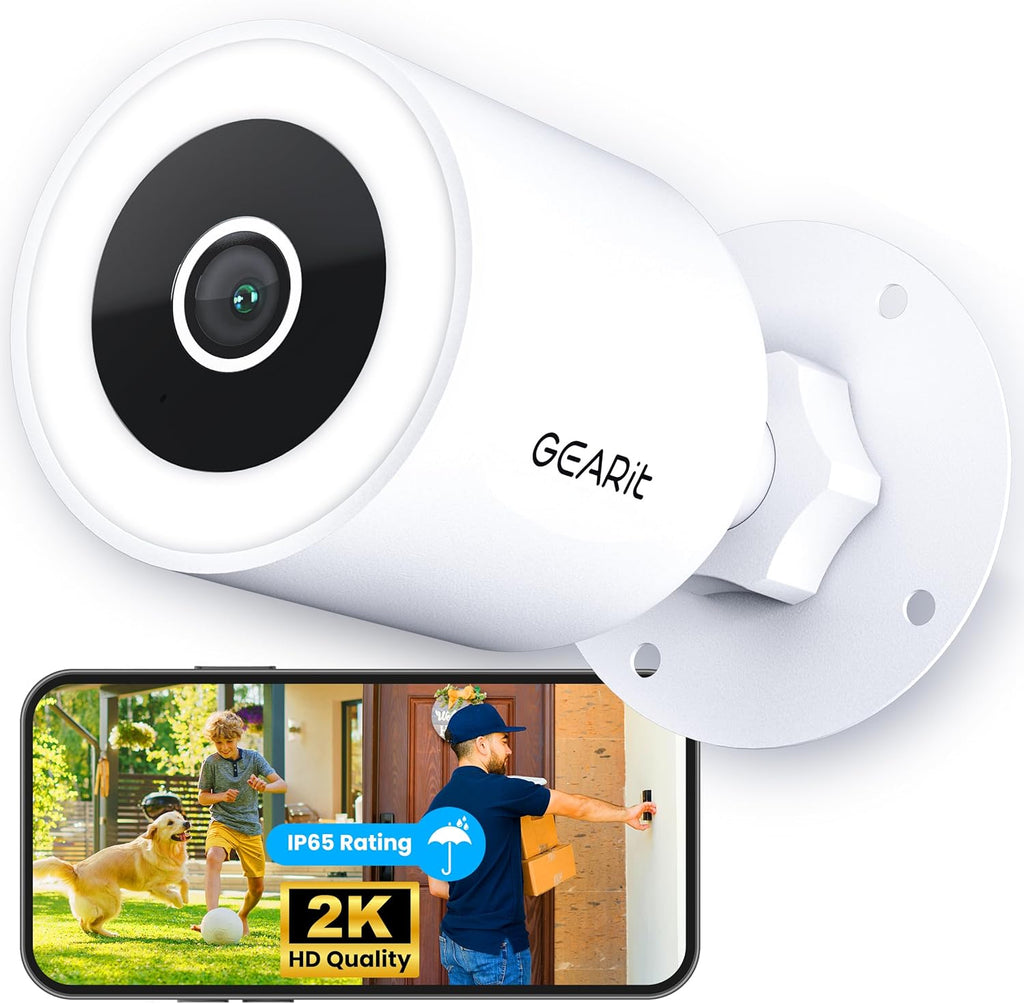 GEARit 2K Outdoor Security Camera – Weatherproof IP65, Color Night Vision, Motion Detection, 2-Way Audio